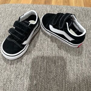 Vans Kids Black and White Velcro Sneakers